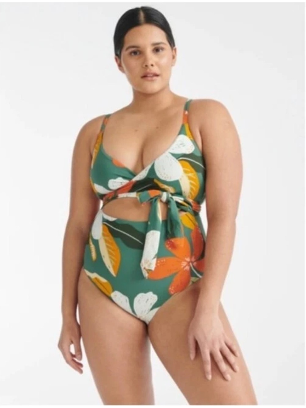 KNIX  Wrap one piece Swimsuit Size L Rainforest